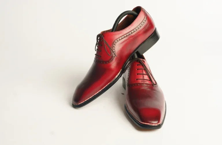 Patina Finish Maroon Lace up Dress Shoes - Bwok limited