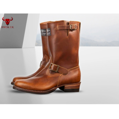 Tan Leather Engineer Boots