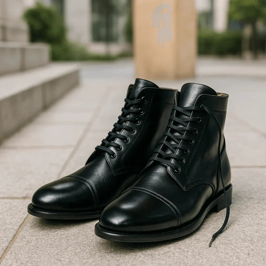 Black Lace-Up Biker Boots - Bwok limited