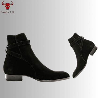 Black Suede Ankle Boots - Bwok limited