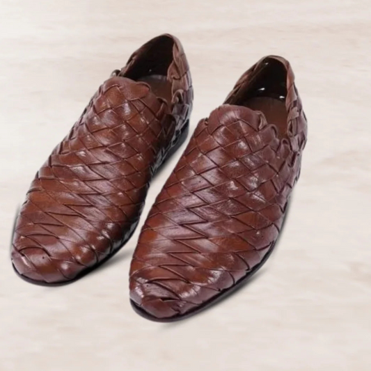 Brown Handwoven Loafers Shoes