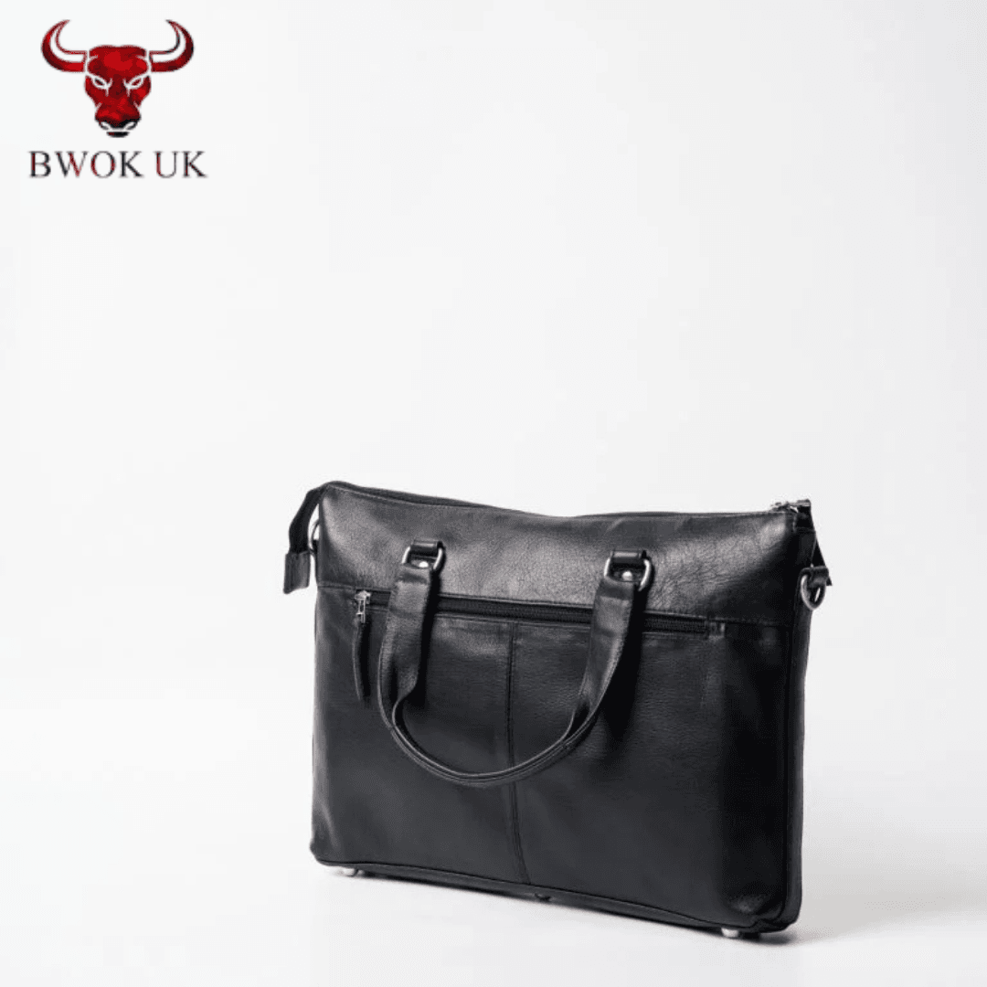 Black Leather Laptop Bag - Bwok limited