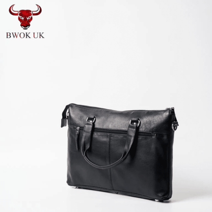 Black Leather Laptop Bag - Bwok limited