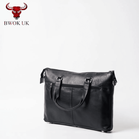 Black Leather Laptop Bag - Bwok limited