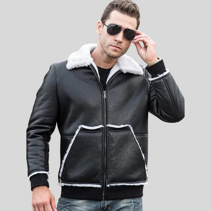 Premium Leather Jacket White Fur