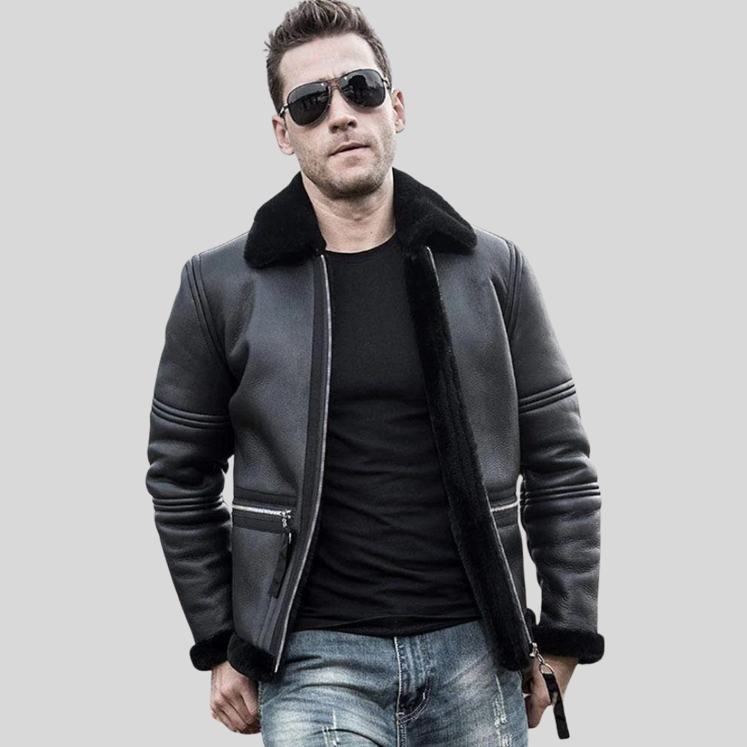 Leather Jacket with Fur Collar