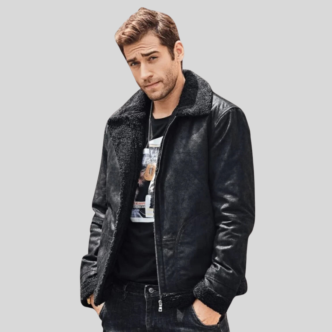 Men Black Fur Jacket