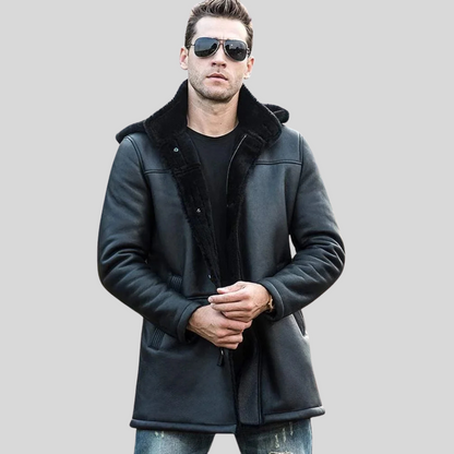 Men’s Leather Fur Long Coat