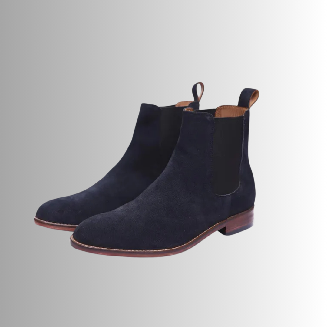 Navy Blue Suede Chelsea Boots