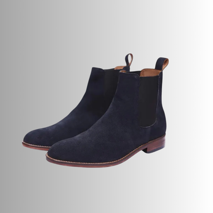 Navy Blue Suede Chelsea Boots