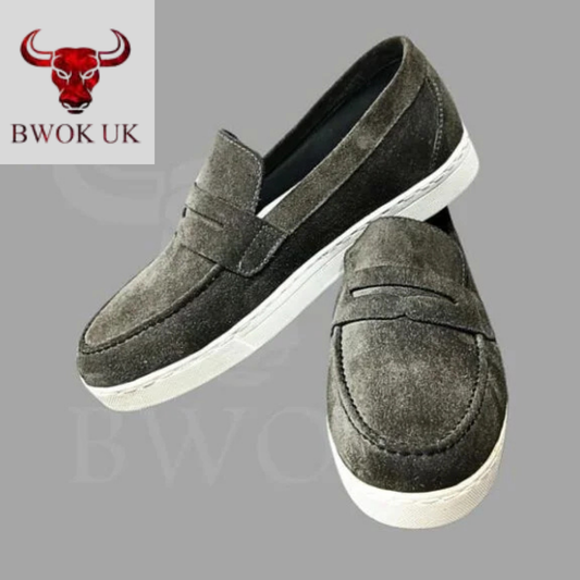 Classic Suede Grey Loafers