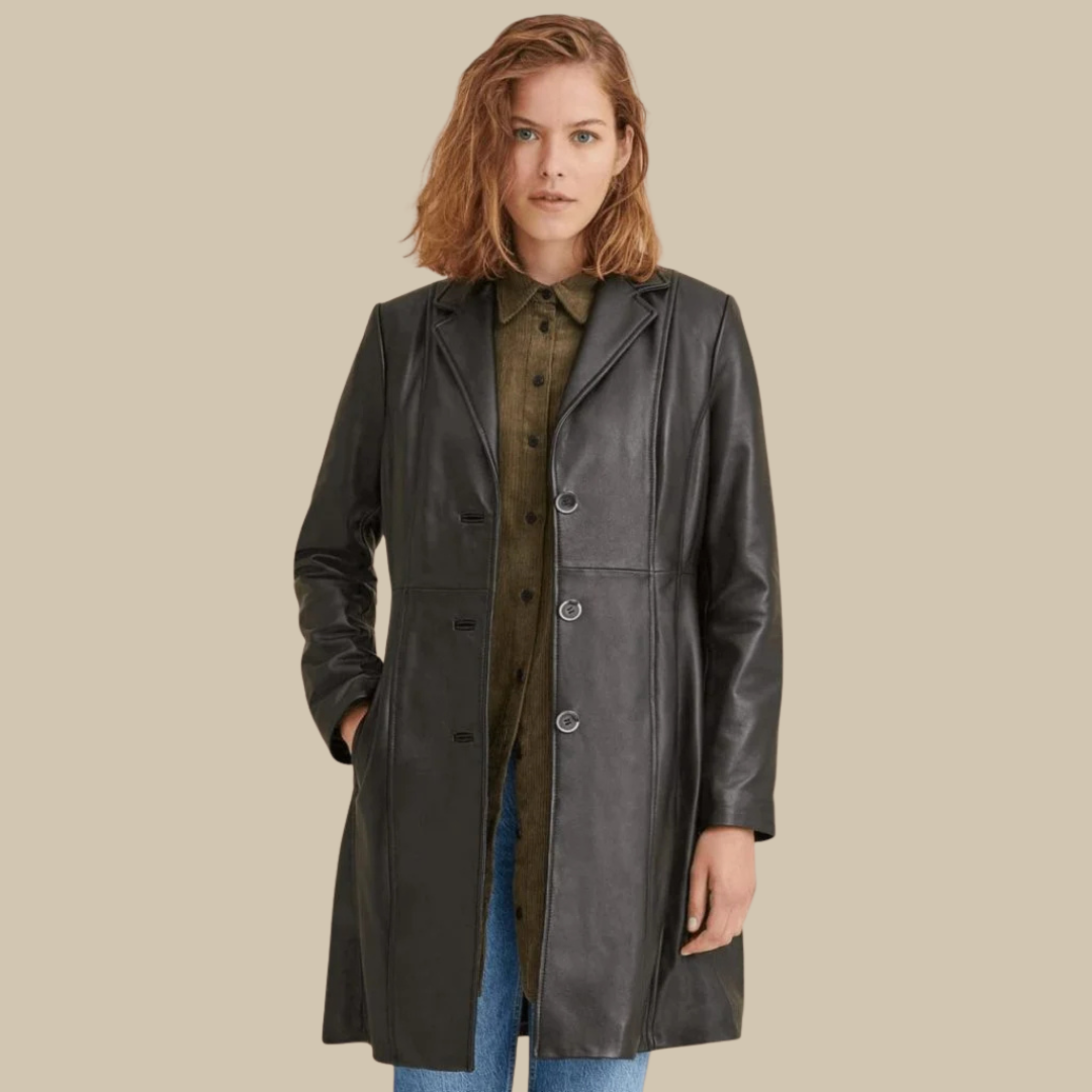 Women's Leather Trench Coat