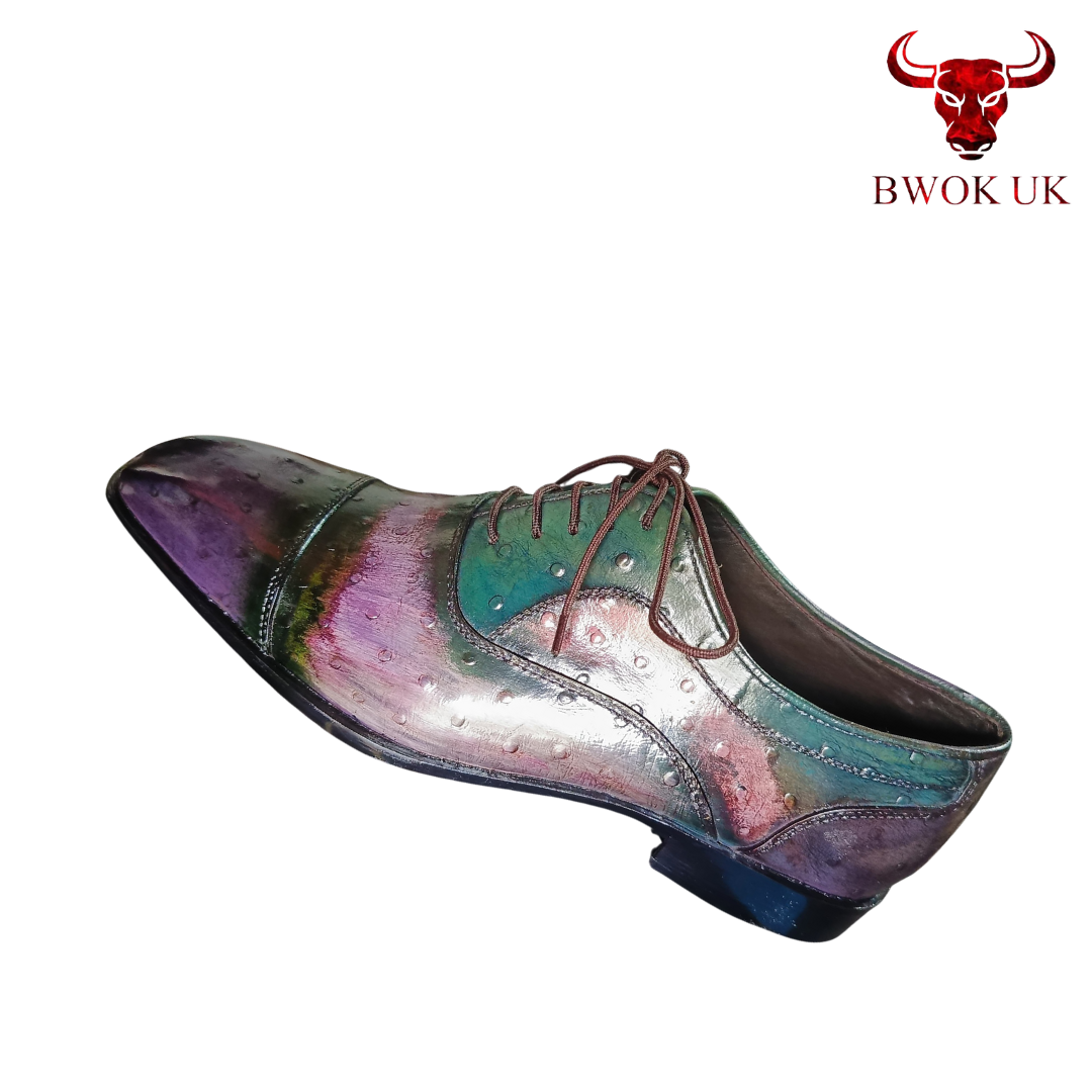 Ostrich Pattern Leather Shoes