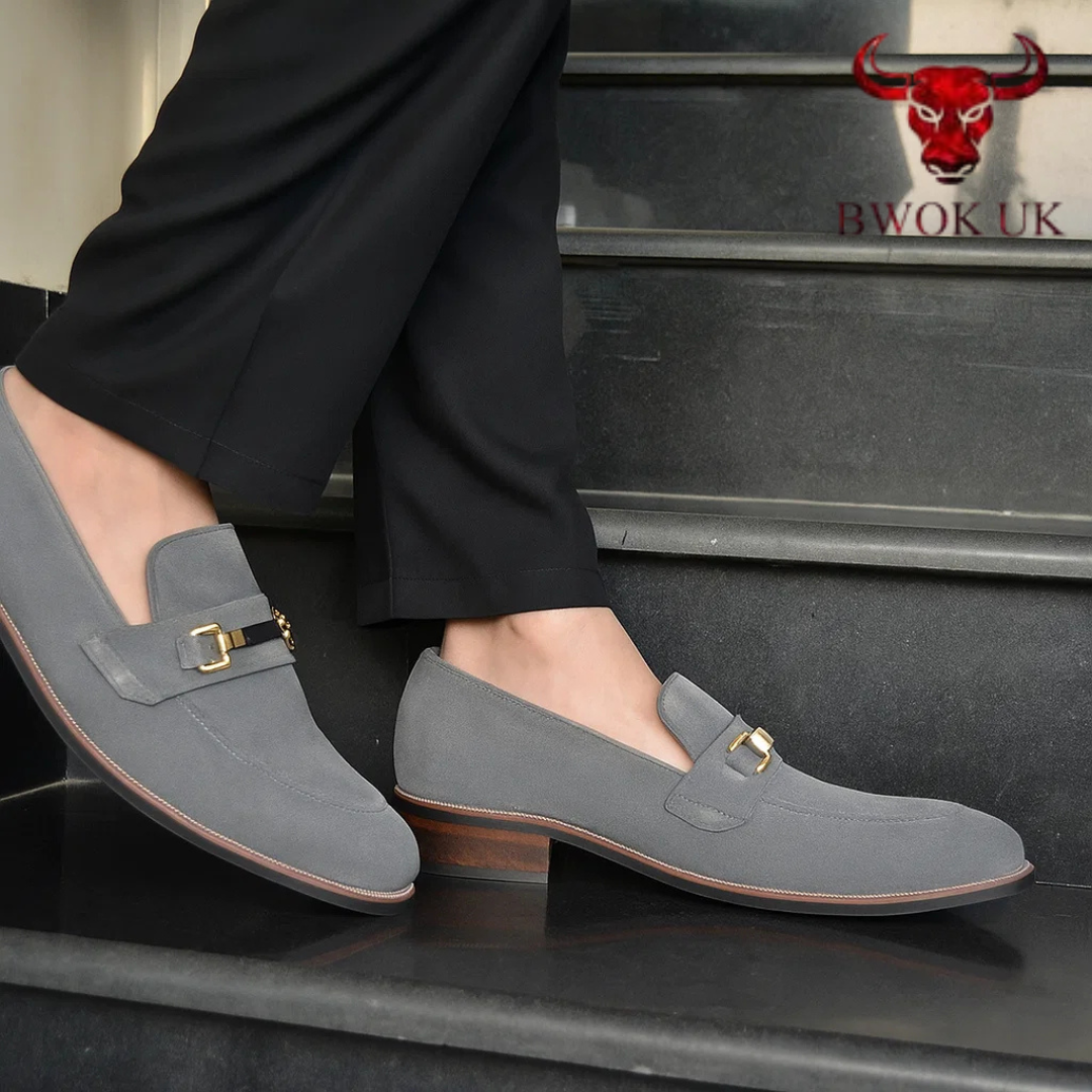 Men’s Grey Suede Loafers