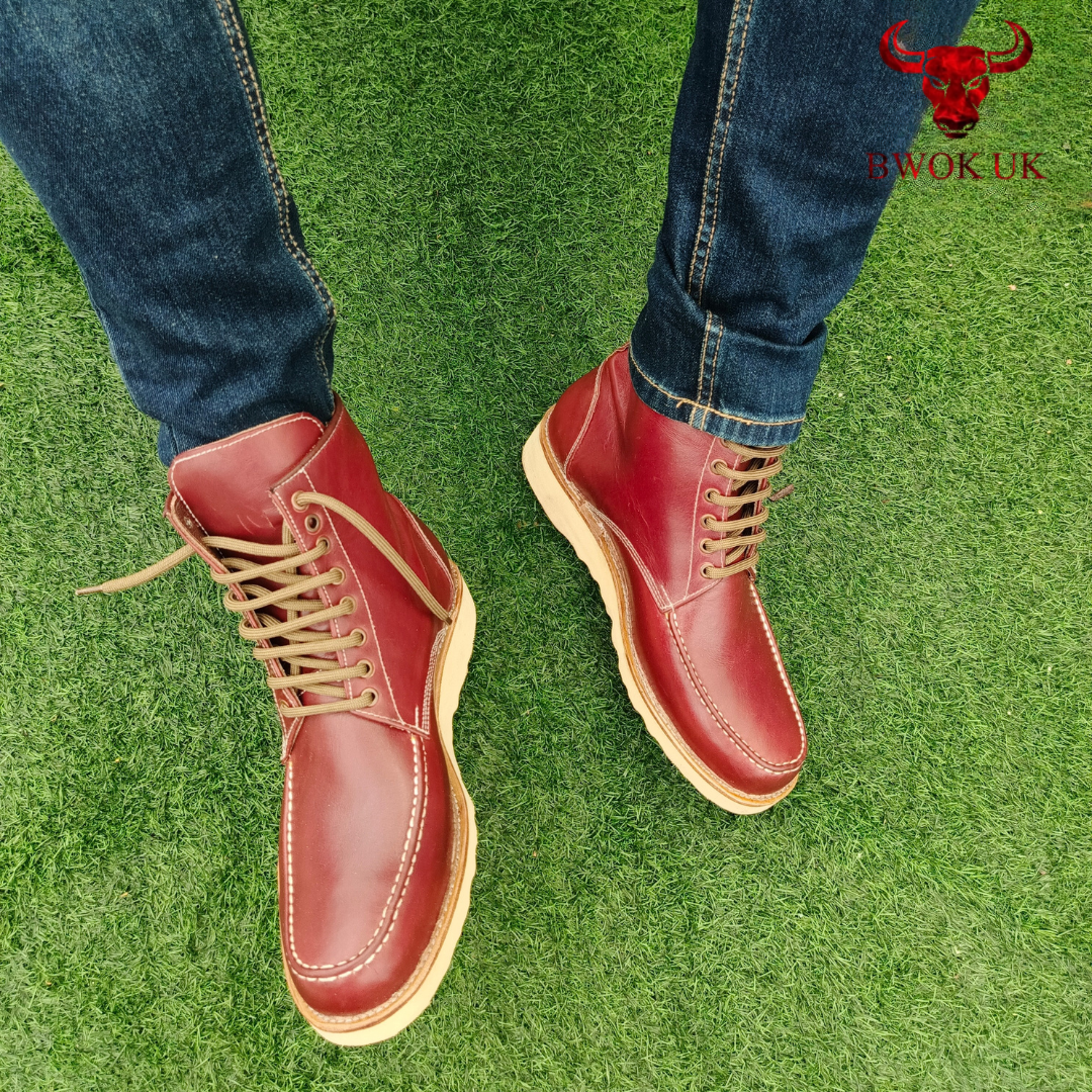 Men's Genuine Leather Moc Toe Boots - 4 Colors
