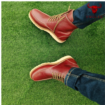 Men's Genuine Leather Moc Toe Boots - 4 Colors