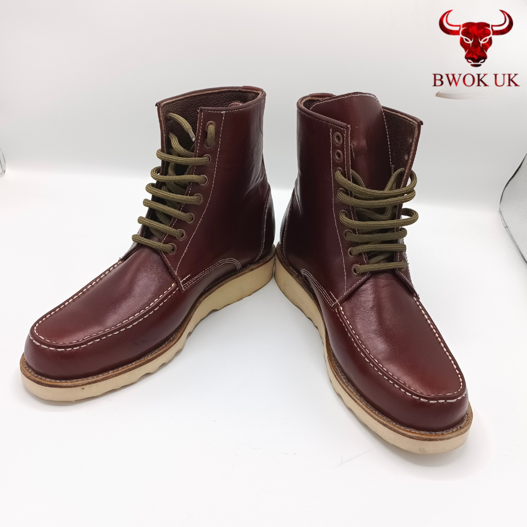 Men's Genuine Leather Moc Toe Boots - 4 Colors