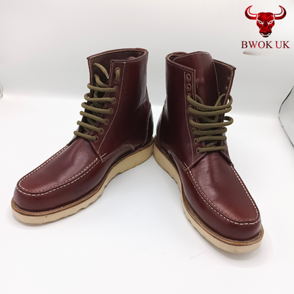 Men's Genuine Leather Moc Toe Boots - 4 Colors