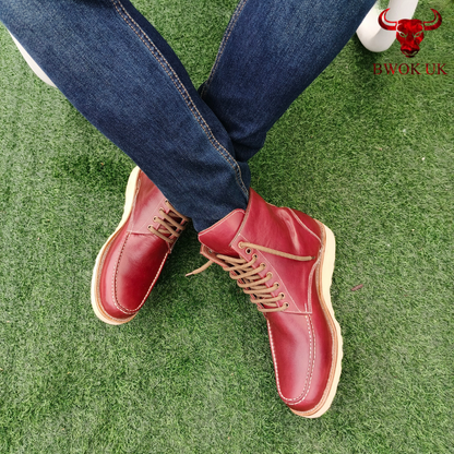 Men's Genuine Leather Moc Toe Boots - 4 Colors