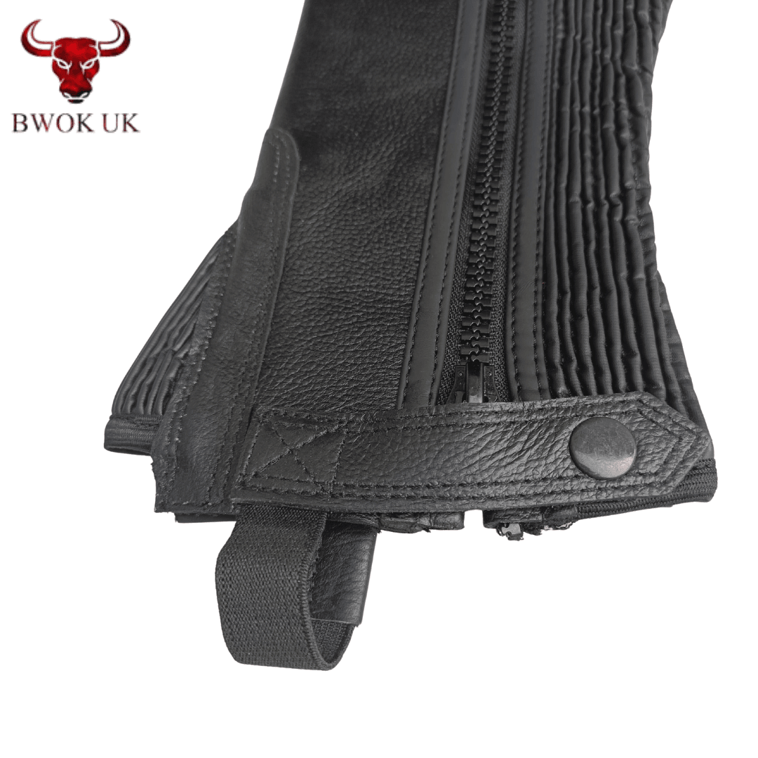 Black Leather Half Chaps - Bwok limited
