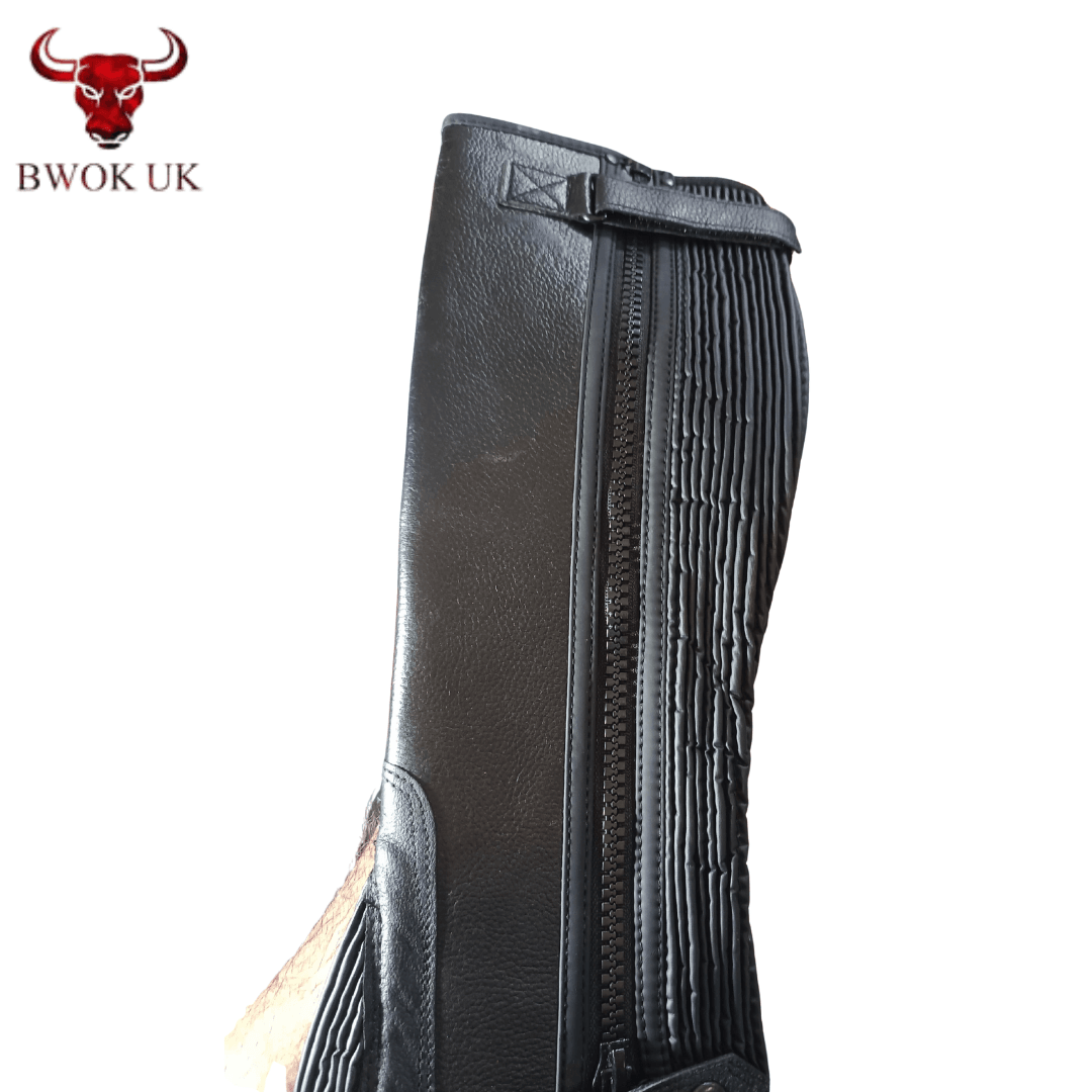 Black Leather Half Chaps - Bwok limited