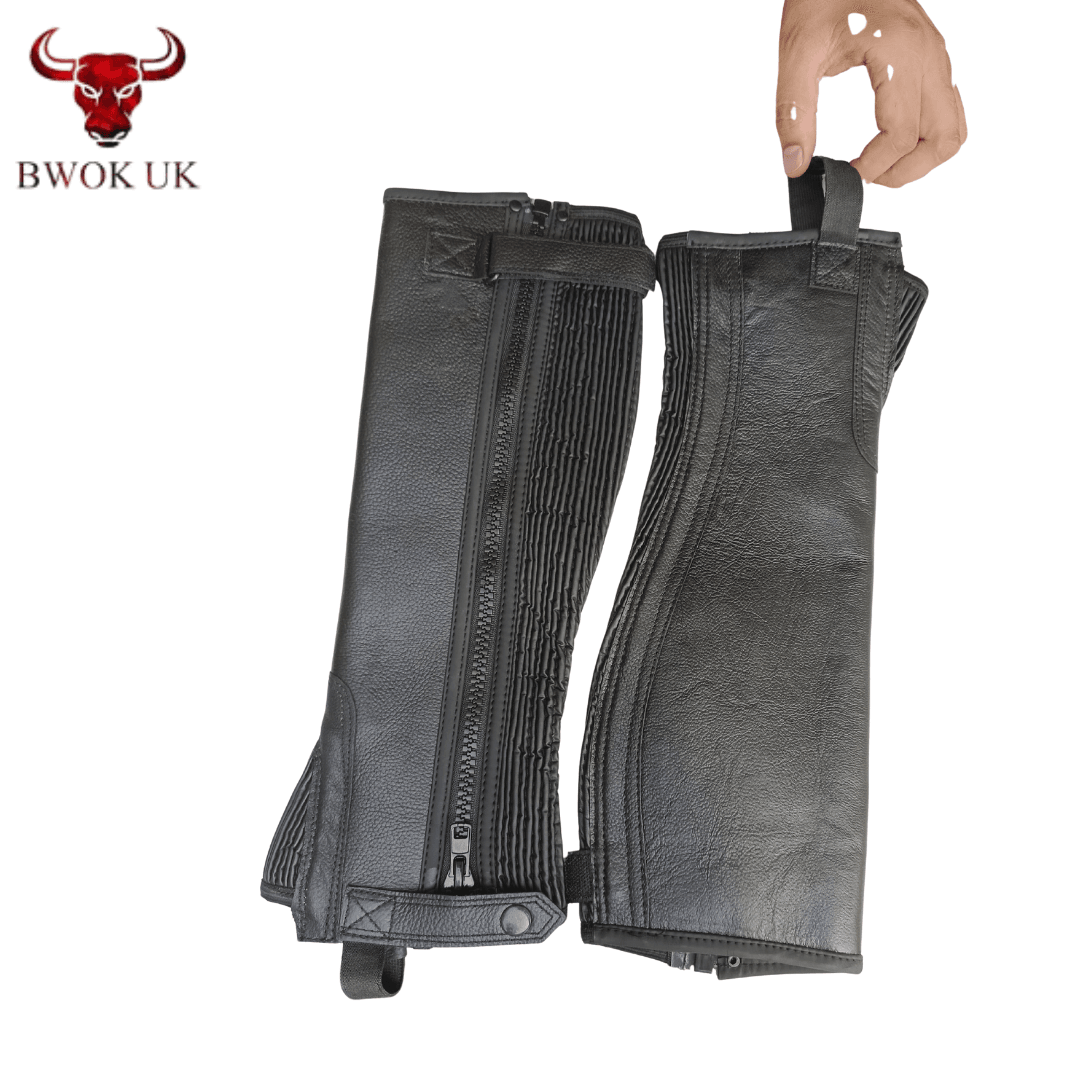 Black Leather Half Chaps - Bwok limited
