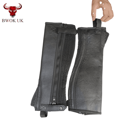 Black Leather Half Chaps - Bwok limited