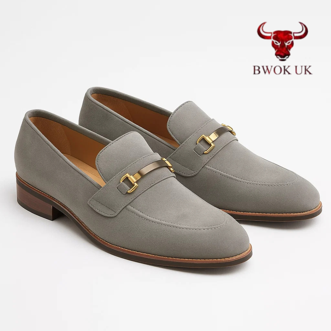 Men’s Grey Suede Loafers