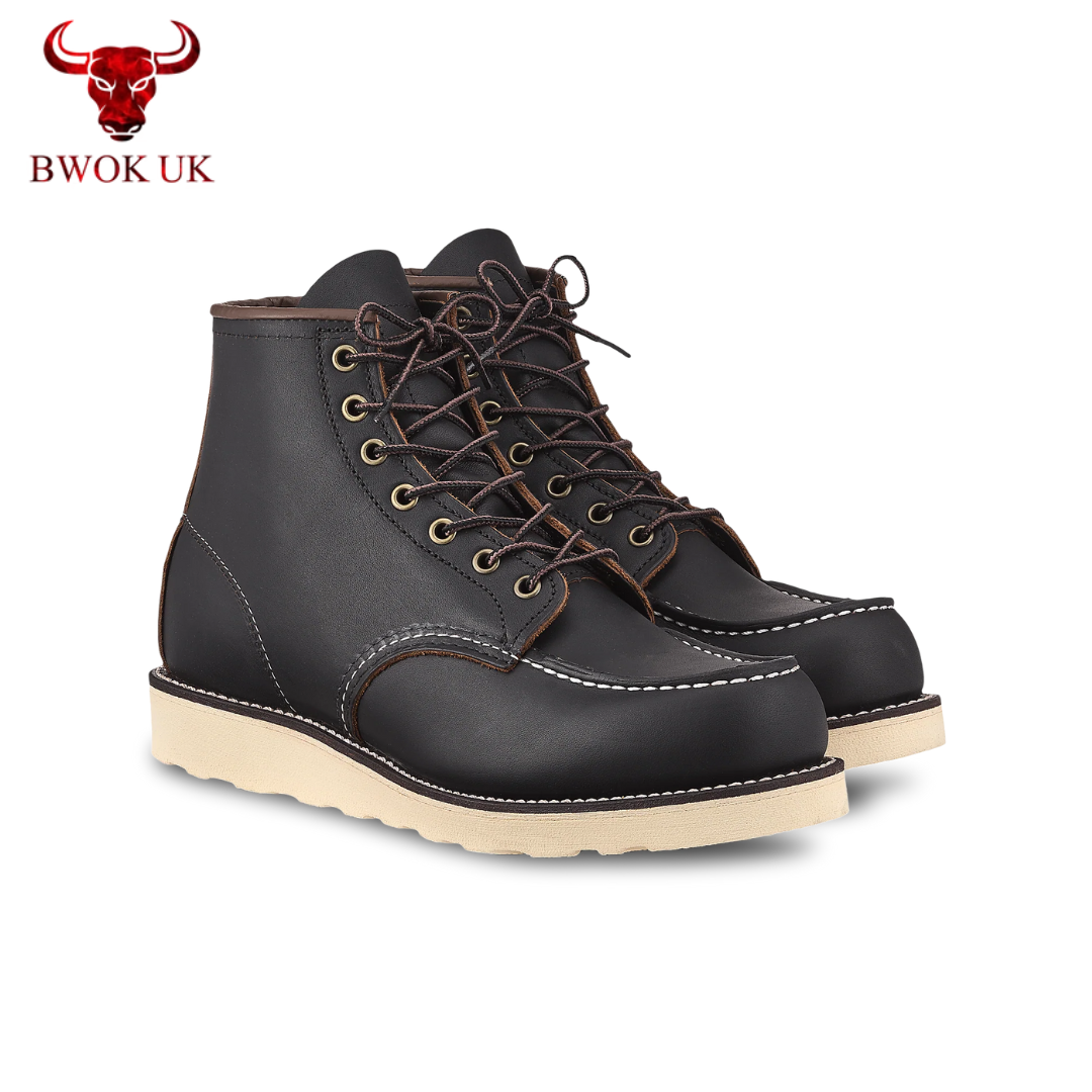 Black  Moc Toe Boots