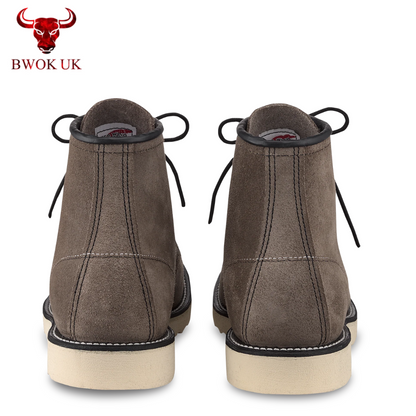 Grey Suede Moc Toe Boots