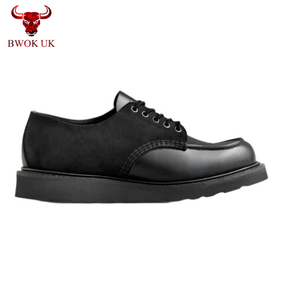 Handmade Black Moc Toe  Shoes
