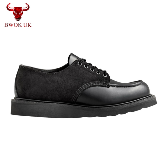 Handmade Black Moc Toe  Shoes