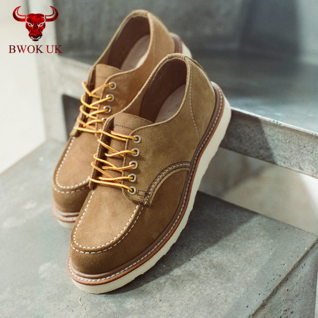 Tan Suede Moc Toe Shoes