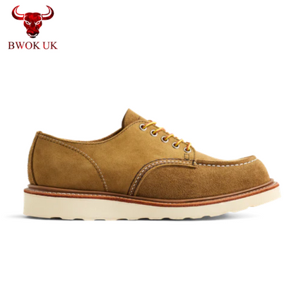 Tan Suede Moc Toe Shoes