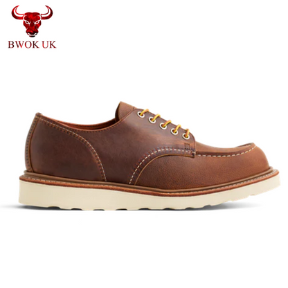 Handmade Brown Leather Moc Toe