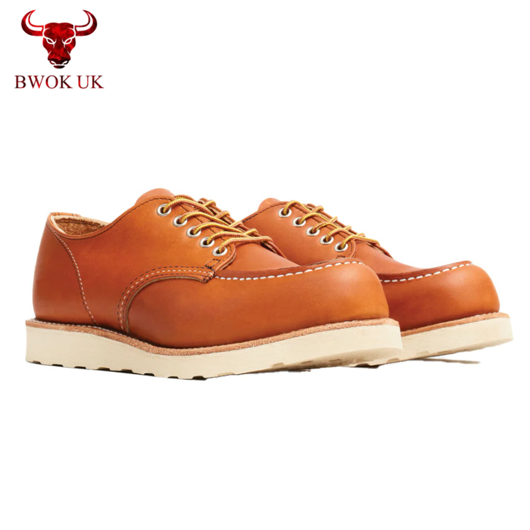 Handmade Tan Leather Moc Toe