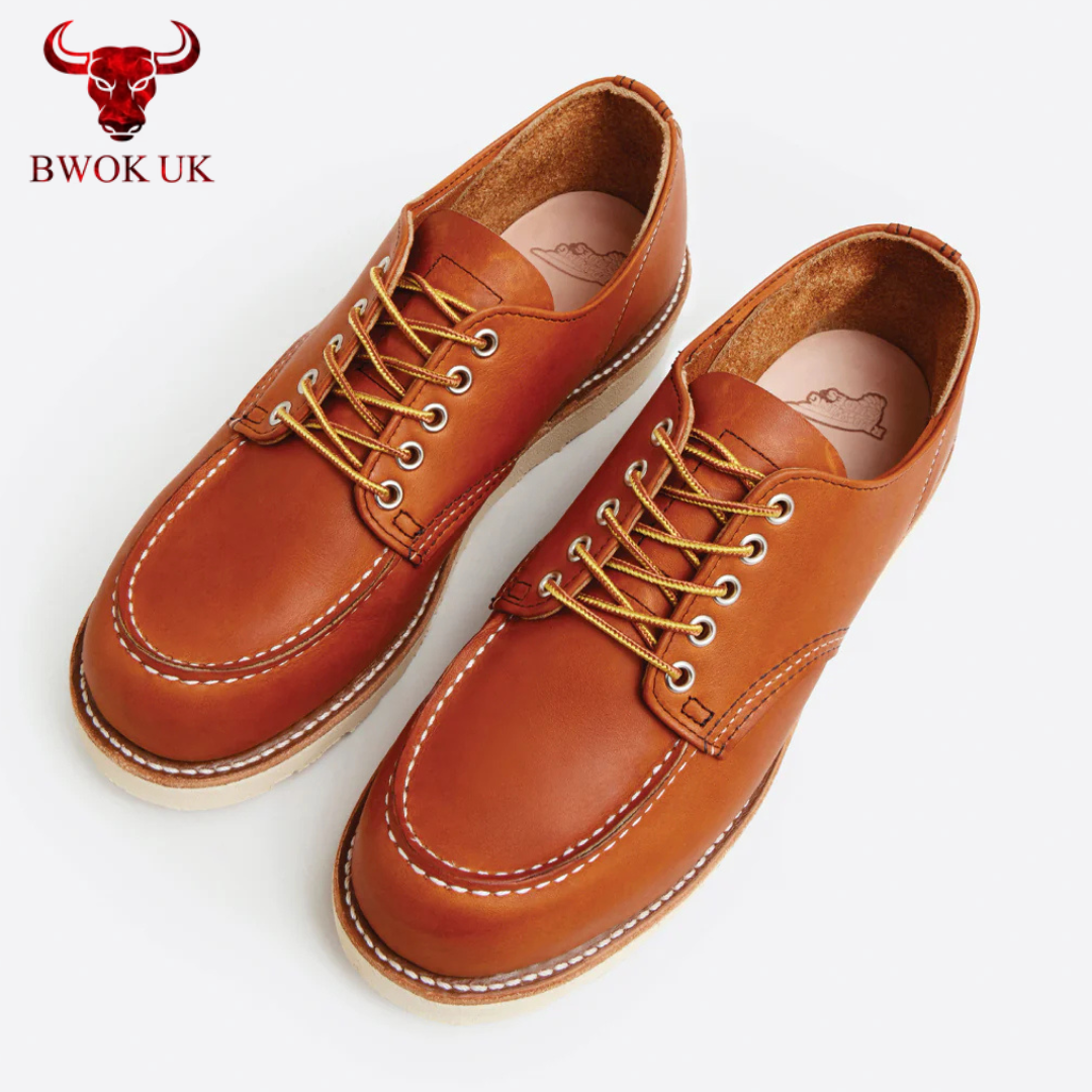Handmade Tan Leather Moc Toe