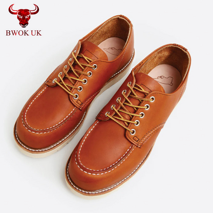 Handmade Tan Leather Moc Toe