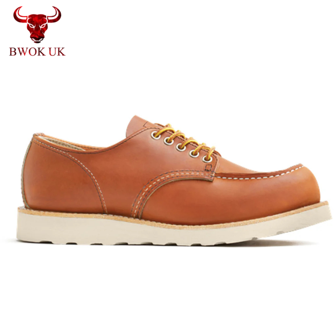 Handmade Tan Leather Moc Toe