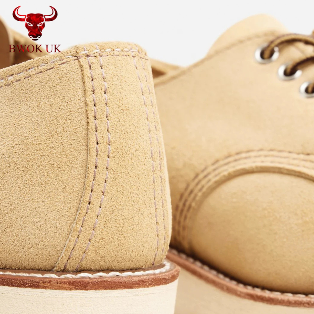 Handmade Tan Suede Moc Toe Derby Shoes