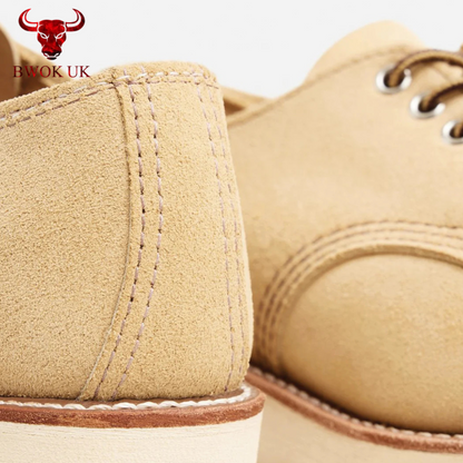Handmade Tan Suede Moc Toe Derby Shoes