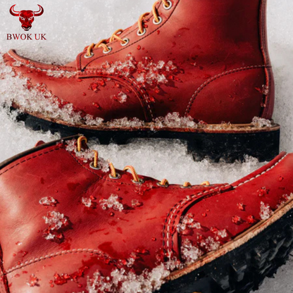 Handmade Red Leather Moc Toe Boots