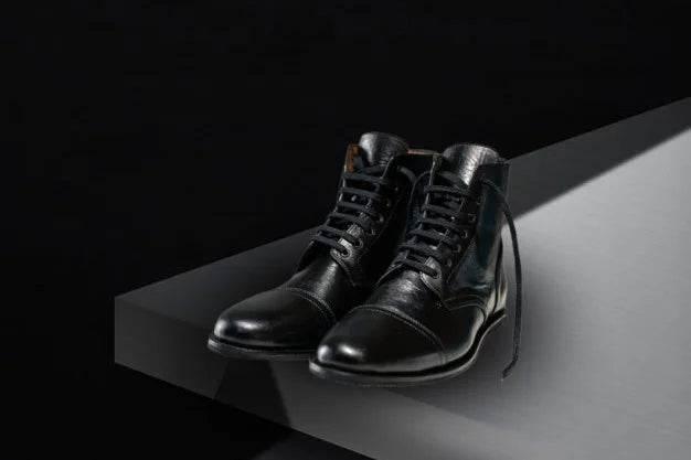 Black Lace-Up Biker Boots - Bwok limited