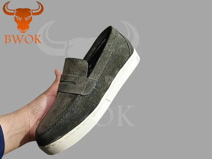 Suede Grey Loafers - Bwok limited