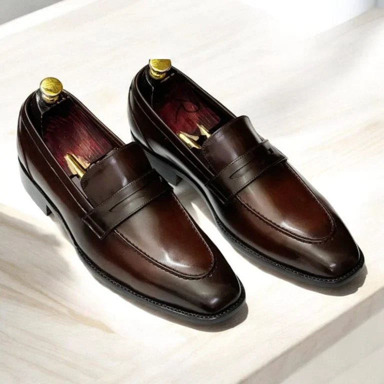 Brown Leather Loafers Shoes - Bwok limited