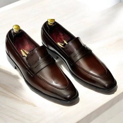 Brown Leather Loafers Shoes - Bwok limited
