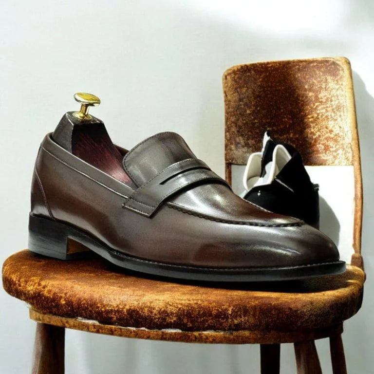 Brown Leather Loafers Shoes - Bwok limited
