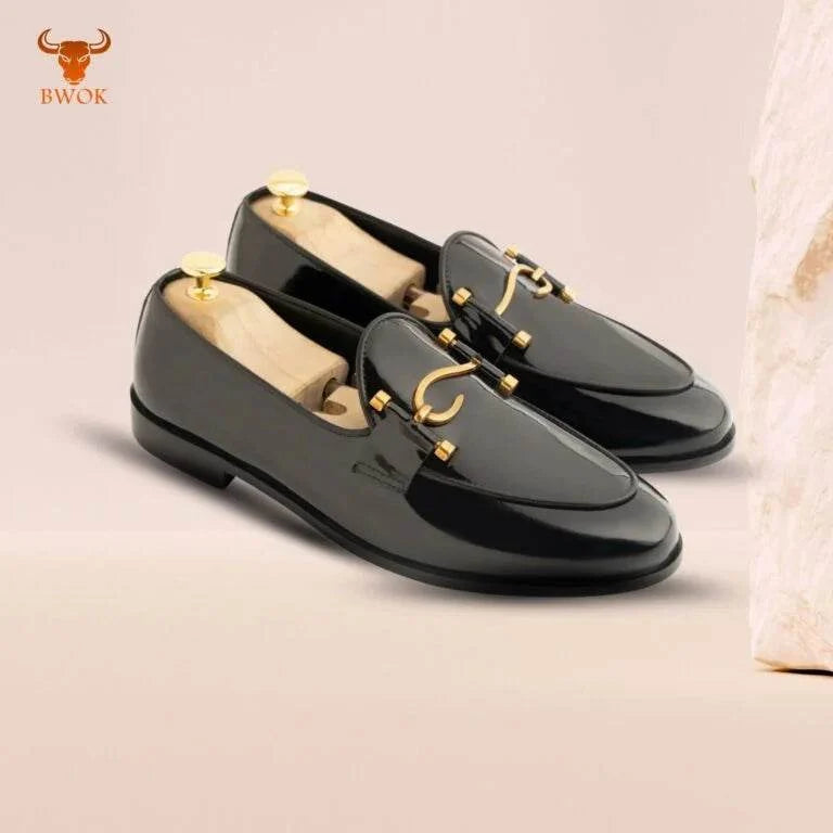 Black Leather Formal Loafers - Bwok limited