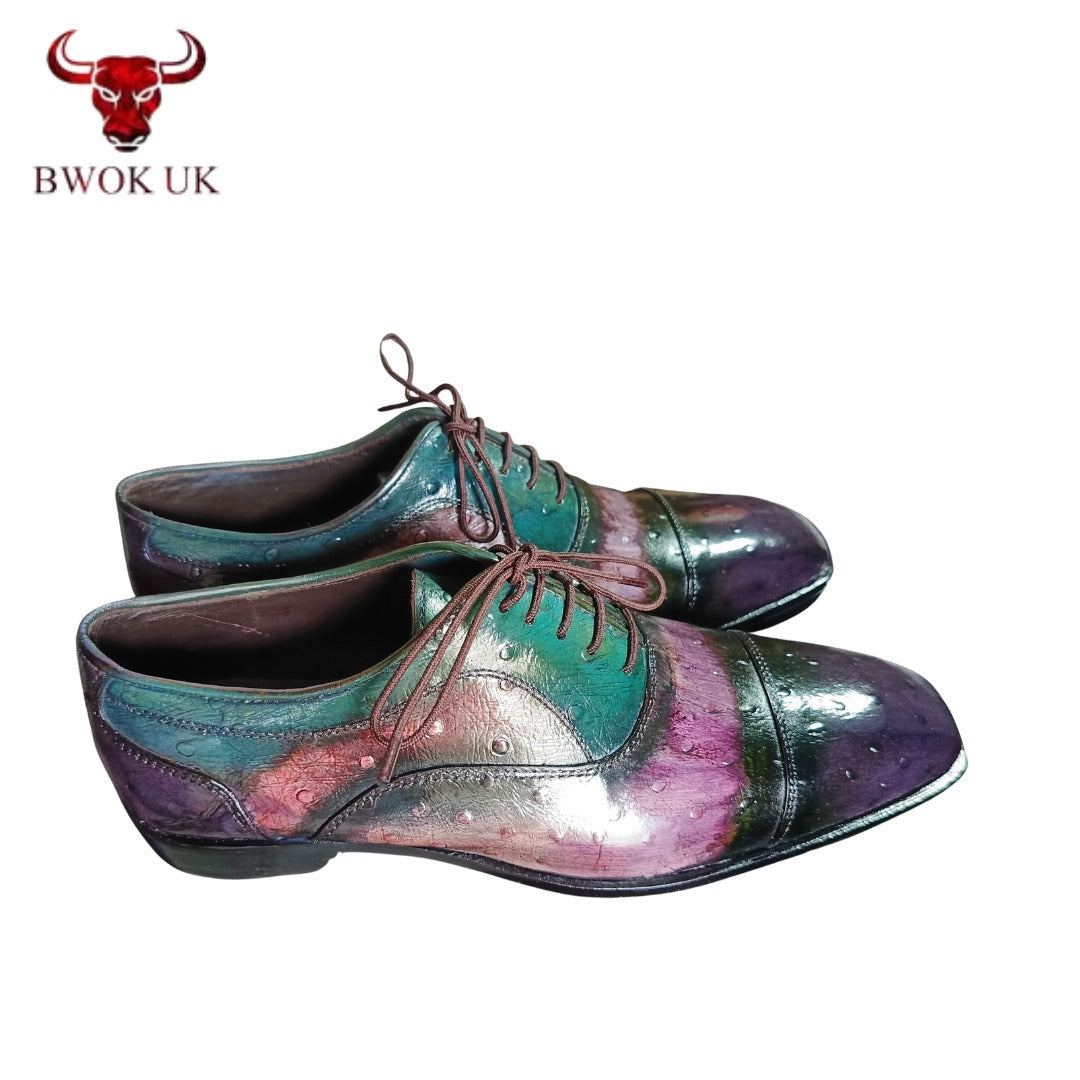Ostrich Pattern Leather Shoes