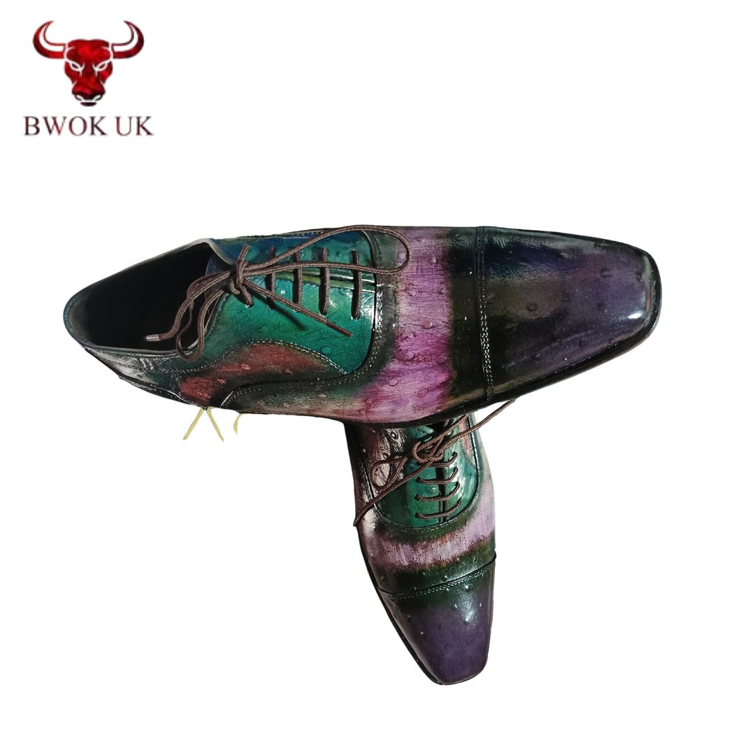 Ostrich Pattern Leather Shoes